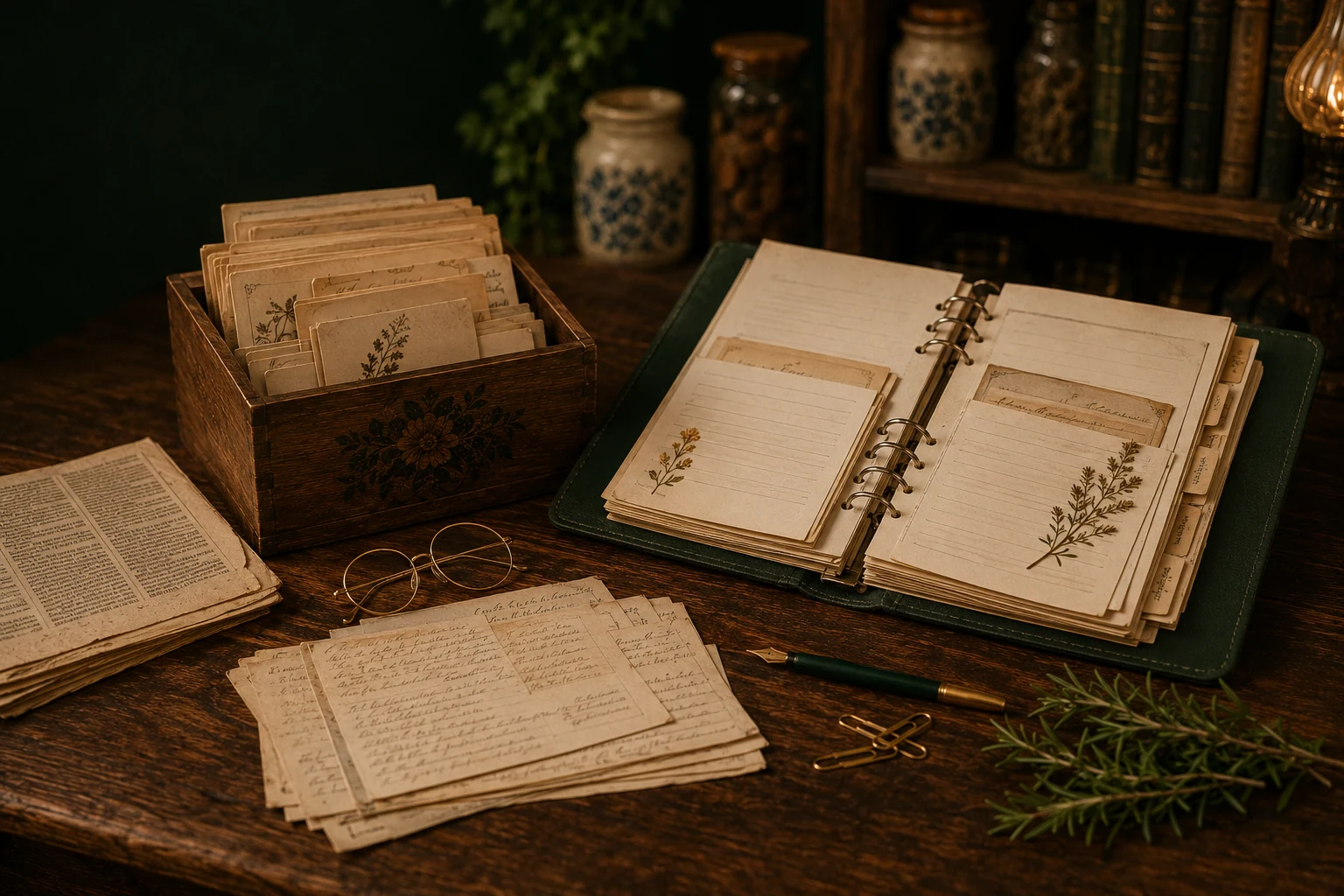 Liebevoll geordnetes Rezeptarchiv mit überliefertem Küchenwissen